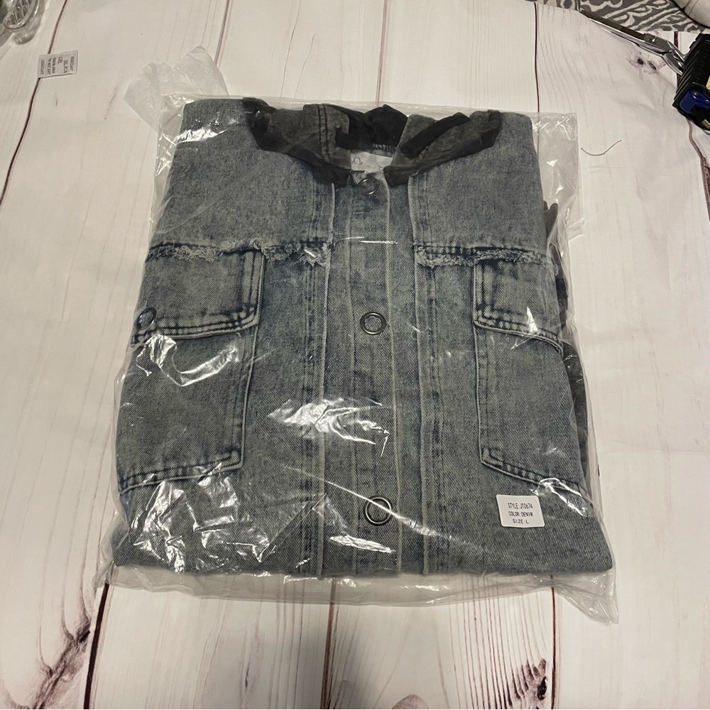 Oli & Hali Two-Tone Jean Jacket sz L Oversized - Picture 15 of 16